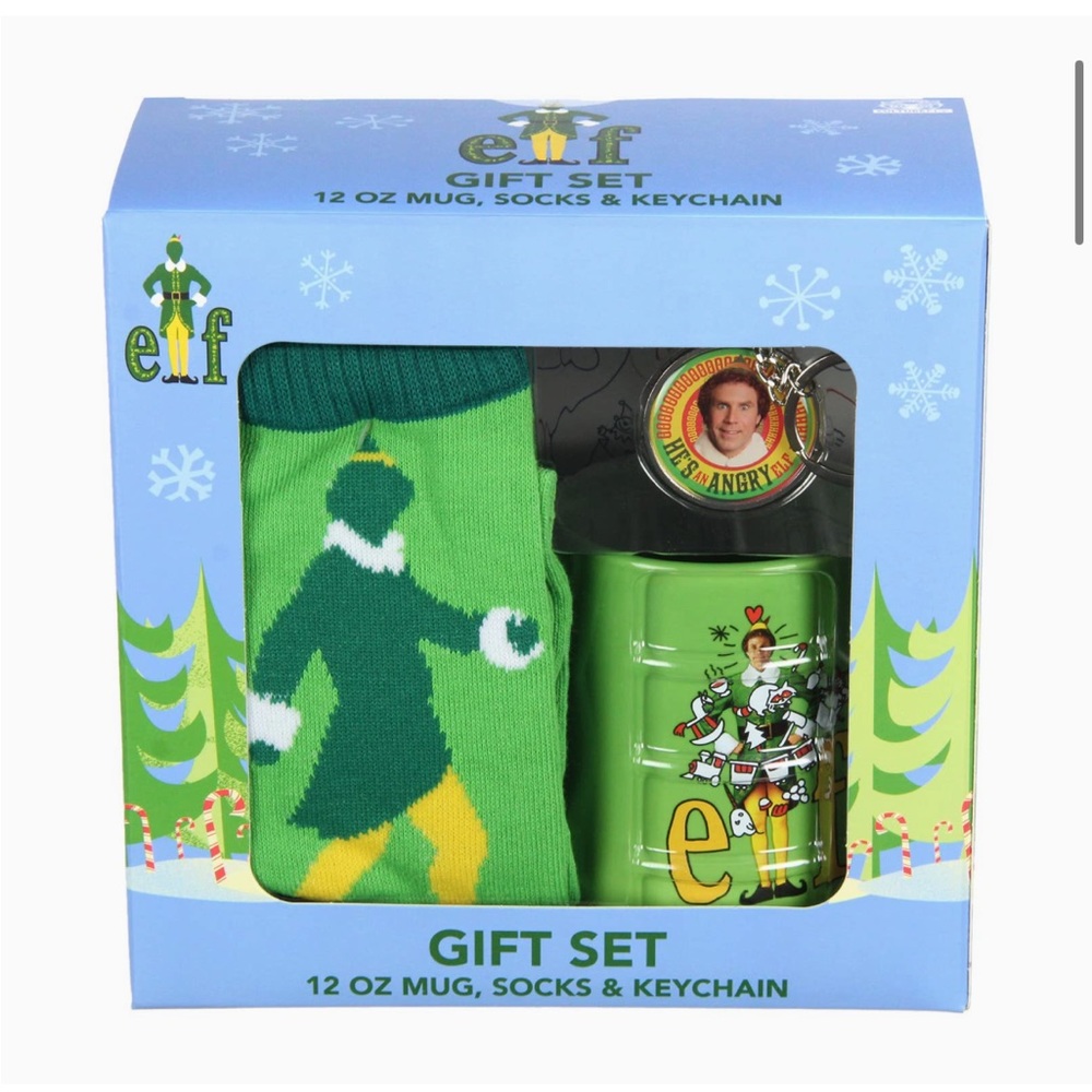Elf the Movie Buddy The Elf 3 Piece Gift Set Mug, Crew Socks, Keychain